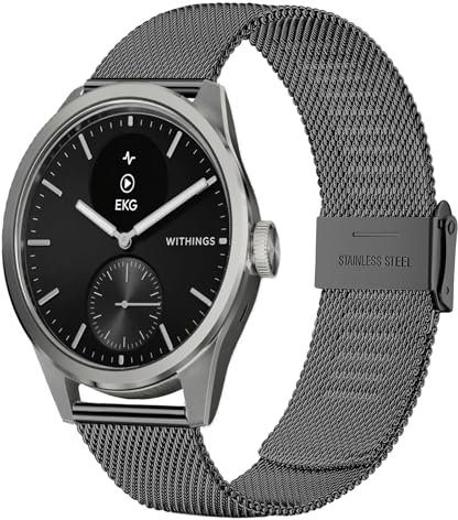 SUGARJAR 18MM Metall Armband Kompatibel mit Withings ScanWatch 38mm/ScanWatch 2 38mm/ScanWatch Light/Steel HR 36mm/Withings Move/Move ECG/Steel