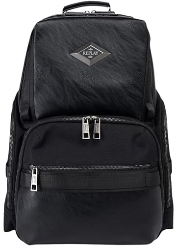 Replay Herren Rucksack mit Rückenpolsterung, Black 0098 (Schwarz), Einheitsgröße