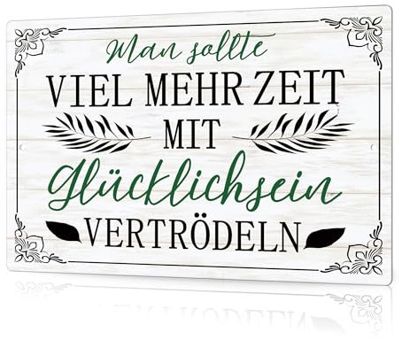Putuo Decor Blechschild – Viel mehr Zeit mit Glücklichsein – Dekoration für Wohnzimmer & Büro