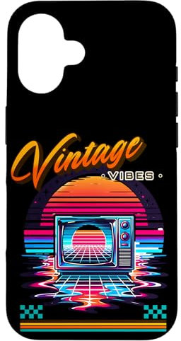 Hülle für iPhone 16 Vintage Vibes Retro CRT TV 80er Jahre Stil Synthwave
