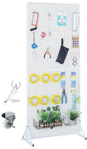 Metall-Pegboard-Paneele, Peg-Board-Ausstellungsständer, großer Peg-Board-Organizer, Gaming-Pegboard-Werkzeug, Pegboard für Garage, Küche, Büro, Handwerk (Farbe: Bianco, Größe: 60 * 100 cm/23