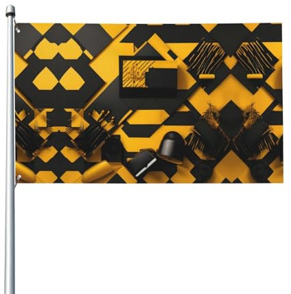 Drapeau décoratif jaune moutarde et noir imprimé pour jardin, Noël, vacances, extérieur, petite décoration d'intérieur, simple face