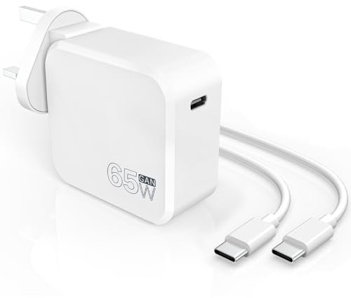65W USB C Charger, GaN Fast Charger Compatible with HP Lenovo Dell Asus Acer Samsung HuaWei Google Laptop Chromebook Fast Charging Type C,and Mac Book pro, iPad, Phone, Android Devices