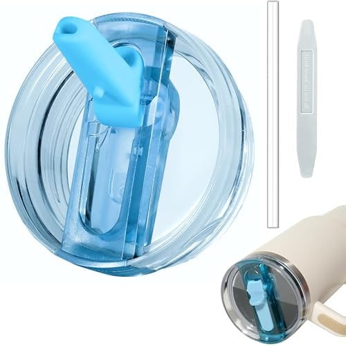 40oz Leakproof Lids for Stanley Cup - Tumbler Detachable Flip Straw Lid,Lids Replacement for Stanley Cups,Travel Cup Accessories,Set with Cover,Straw,Non Spill Lid, Detachable Tool (Blue-1PCS)
