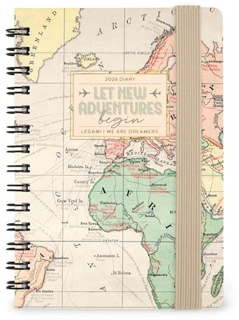Legami - Wochenplaner Small 2026, Travel, 12 Monate, klein, Verschluss mit Gummiband, Tagebuch von Januar 2026 bis Dezember 2026, aus FSC-zertifiziertem Papier, 8,5 x 13 cm