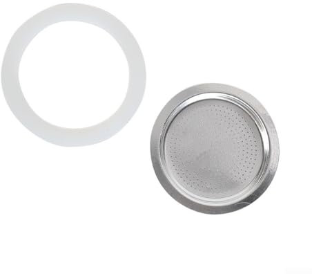 babominimer Guarnizione e filtro di ricambio per caffettiera e moka, in gomma siliconica, adatta per macchina da caffè, adatta per caffettiera, accessori da cucina (1 tazza + setaccio)