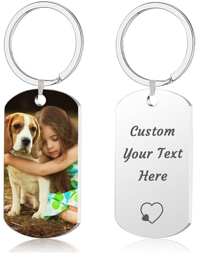 Porte Clef Personnalisable Photo, Porte-Clés Personnalisé, Cadeau Personnalisé pour Femme Homme Couple Papa pour Noël, La Fête Des Pères, La Fête Des Mères, Anniversaire