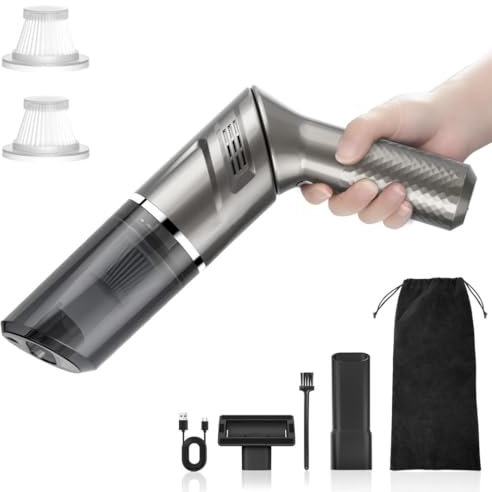 Handheld Vacuum Cleaner | Portable Cordless Handheld Vacuum Cleaner with 12000Pa Powerful Suction, 90° Rotation Design | High-Speed Motor, Washable Reusable Filter