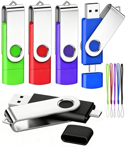 4GB USB-C Dual Flash Drive 5 Pack AGECASH 2-in-1 USB A + Type C Thumb Drive