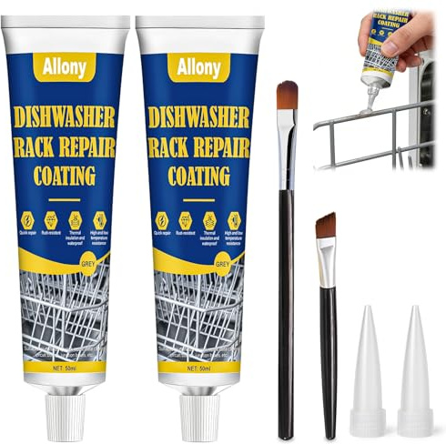 Réparation du Panier de Lave-vaisselle, Mastic Acrylique Gris, Antirouille | 100ML Retouche pour Rénovation Panier Lave-vaisselle, Réparation des Revêtements Ecaillés, Imperméable, Hautes Températures