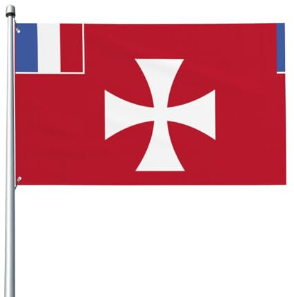 Drapeau des îles Wallis et Futuna. Imprimé sur un seul côté, 0,9 x 1,5 m, léger et fluide, adapté pour une utilisation en intérieur et en extérieur.