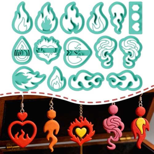 ORIGACH 15 Stück Flammenmotive Polymer Clay Ausstecher Ohrringe