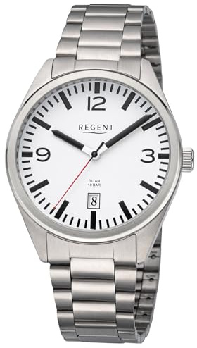 REGENT Herren-Armbanduhr Titan 10 Bar Weiß F-1605