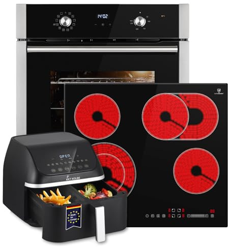KKT KOLBE Cuisinière autonome | Four encastrable BO8810SS 60 cm | Plaque de cuisson 59 cm CH5901RL | Friteuse à air chaud Airfryer | Grill | Air chaud | Extracteurs télescopiques | Sécurité enfant |