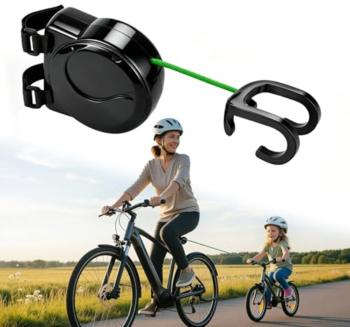 Fahrrad Abschleppseil Kinder 2.6M,Tragfähigkeit 225 kg / 500 Ibs | Reißfestes Nylonseil ,Einziehbarer Traktionsseil Zugsystem für Kinder & Erwachsene,Geeignet für Fahrrad, MTB Bike