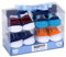 BRUBAKER 4 Paar Babysocken für Jungen 0-12 Monate - Fun Sneaker Style Söckchen in Geschenkverpackung mit Schleife Blau - Turnschuh Design - Schuh Muster Optik