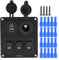 Panel del interruptor de eje de balancín de 3-gang de combinación LED de automóvil, Impermeable, con cargador USB doble encendedor de cigarrillos Socket 12V / 24V(LED amarillo)