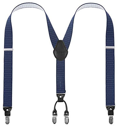 Lafayon Bretelle Uomo 4 Clips Y-Back Larghezza 3,5 cm Elastiche Regolabili e Robuste con Clips Resistenti in Metallo