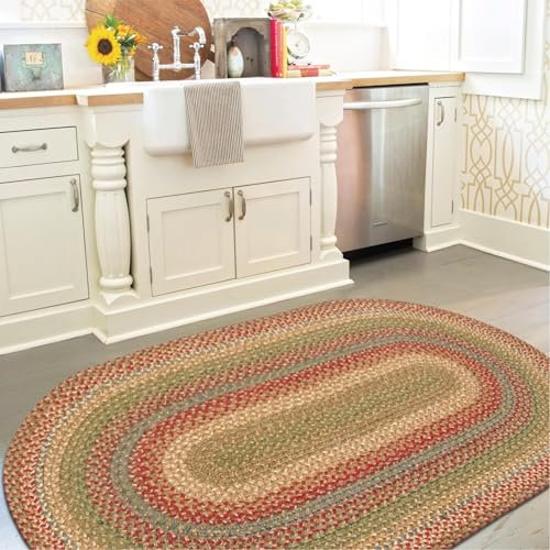 Azalea Multi Color Oval Braided Rug, Jute, 27x45 - Perfect Country Primitive Decor for Entryway, Kitchen, Everywhere
