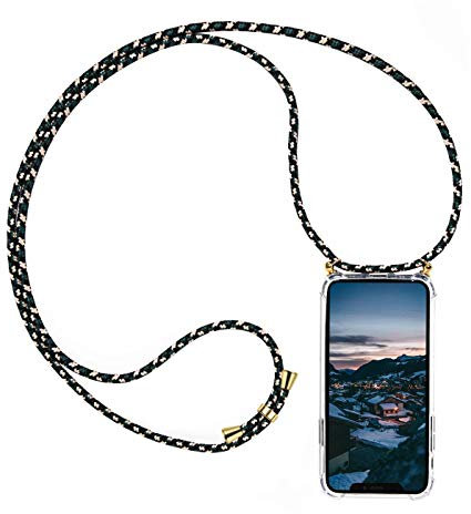 Verco Kordel Handyhülle für iPhone XS, Handykette für Apple iPhone X Hülle mit Band 2. Generation Case zum umhängen (5,8 Zoll) [iPhone 10], Grün Camouflage