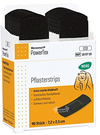 Werosmart® Pflasterspender-Einsätze Pflasterstrips 7,2 x 2,5 cm (Textil | Schwarz | Extrastark)