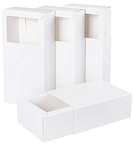 BENECREAT 20 Pack Kraftpapier Schubladenbox 11.3x8.3x4.5cm Weißer Seifenschmuck Kleine Geschenkboxen zum Verpacken von Geschenken, Weihnachten, Hochzeit, Partyartikel
