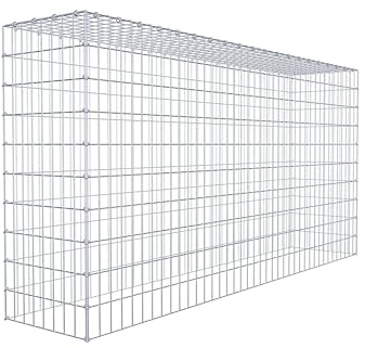 GABIONA Gabione zur Erweiterung (L x H x T cm: 200 × 100 × 40) – Steinkorb aus 4 mm Draht, C-Ring Verschluss mit Gratis-Zange – für Erweiterung in der Höhe, ohne Bodengitter – Gabionenzaun