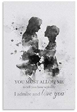 caonidaye Stolz und Vorurteil schwarz und weiß Filmposter, ästhetisches Poster, dekoratives Gemälde, Leinwand, Wandkunst, Wohnzimmer, Poster, Schlafzimmer, Malerei, 50 x 75 cm
