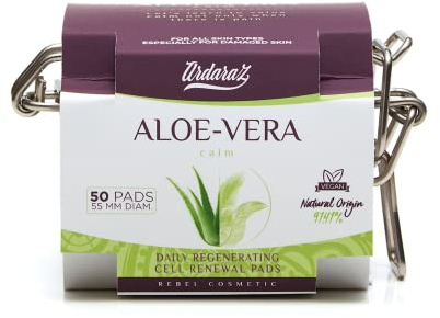 Ardaraz Cell Renewal Cotton Pads with Lactic Acid and Aloe Vera. Pre Saturated Face Peel Pads. Soothing effect. Soft exfoliating pads for daily use. 50 units.