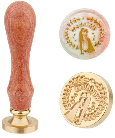 SUPERDANT 25 mm Hochzeits Siegelstempel Wachsstempelsiegel Hochzeit Brautpaar Wachsstempel Vintage Messingsiegel Wachssiegel Personalisiert Für Hochzeitseinladungen Valentinstag Geschenkverpackung