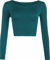 Womens Crop Long Sleeve T Shirt Ladies Short Plain Round Neck Top Ladies Fitness Workout Running T Shirts Plain Cropped Tops (Teal UK 12-14)