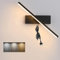 Applique Murale Intérieure LED noire Avec Prise Et Interrupteur, 8W Lampe Murale Dimmable En Métal, Luminaires Orientable 350°.