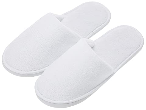 AhfuLife 5 Coppia Pantofole Hotel Bianche Chiuse, Spugna, Spa, da Bagno, Monouso per Uomo e Donna, Set Ospiti Unisex (39)