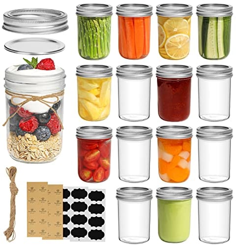 ComSaf Mason Lot de 16 bocaux avec couvercles hermétiques en métal 250ml