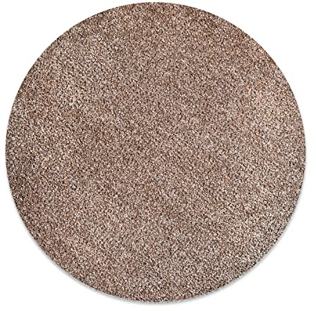DomDeco Waschbarer Teppich Ease, super weicher und Flexibler 12mm Kurzflor für Wohnzimmer/Schlafzimmer/Kinderzimmer Ø 120 cm Braun