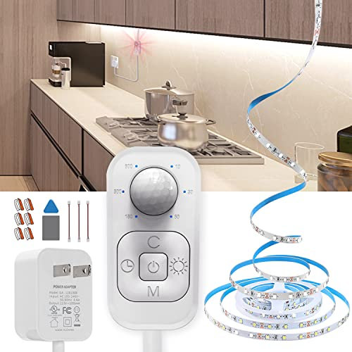 LED Strip with Motion Sensor, UL FCC, Multifunctional Driver, Dimmer and Timer, Under Cabinet Lights for Kitchen, Stairs, Bedroom, Hallway