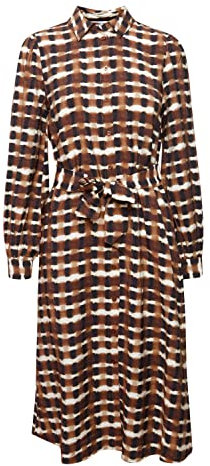 b.young BYIBINE Long Shirt Dress Damen Freizeitkleid Kleid Blusenkleid mit Hemdblusenkragen und Muster durchgehend Geknöpft und mit Bindegürtel Regular Fit, Größe:38, Farbe:Java Mix (200850)