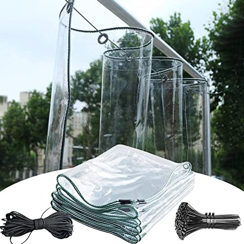Abdeckplanen Wasserdicht, 450g/m², Transparente PVC Plane Abdeckplane Regen-Vorhänge mit Ösen, Ideal als Gewächshaus Plane, Outdoor Vorhang,mit Seil und Kabelbindern (Size : 3x6m, Color : 0.35mm)