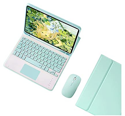 Coque Clavier pour iPad 9,7'' 5e/6e Génération(2018/2017), iPad Air 2/1(2014/2013), iPad Pro 9.7, Clavier Bluetooth avec Fente pour Stylo et Trackpad, Détachable Étui Housse avec sans Fil Souris