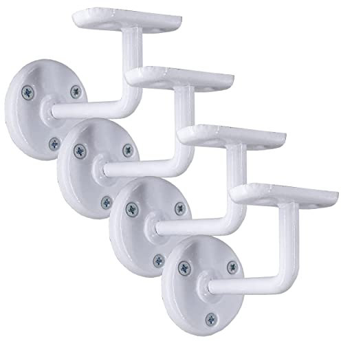 IRONTITE® 4X White Handrail Brackets, Heavy Duty Banister Brackets, Suits Wood Or Metal Stair Banister, Perfectly Finishing The Look of Your Hand Rail
