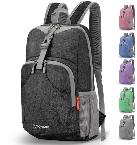 ZOMAKE 10L Kleine Rucksäcke Leicht - Kleiner Outdoor Rucksack für Wandern Reisen Radfahren,Mini Tagesrucksack für Herren Frauen Kinder and Jugendliche(Schwarz)