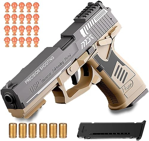 Pistola Giocattolo, Pistola in Schiuma Morbida con Automatico Espulsione Pistola Giocattolo Modelli Educativi per Bambini 12+ Anno Compleanno Regalo Natale (blu)