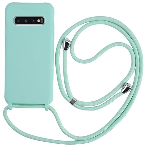 Keteen Handyband hülle für Samsung Galaxy S10 Handyhülle mit Band Slim Silikon S10 hülle mit Abnehmbar Kordel Stossfest Bumper Cover zum Umhängen Necklace Handyhülle für Samsung S10-Hellgrün