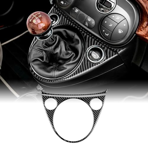 KUNGKIC Per Fiat 500 2011-2023 Abarth 595 2016-2023 Centrale Auto Console Decorazione Pannello Leva Cambio Cambio Telaio Interno Fibra di Carbonio Accessori Regalo (Nero Trasmissione Manuale)