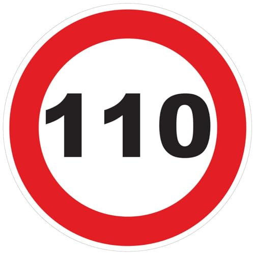 Autocollant Sticker Limitation de Vitesse Autocars Cercle Rouge - Tracteur Poids Lourds Disque limitation Vitesse Camion 110 KM/H adhésif - 10 cm Diamètre