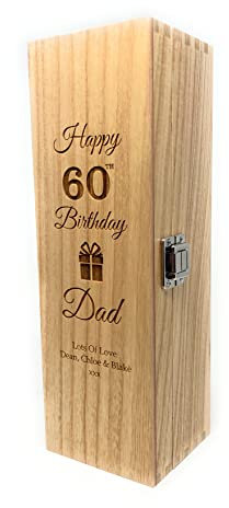 Rutherfords Gifts Personalised Wooden Single Wine/Champagne Box - Engraved Birthday Milestone Celebration Gift
