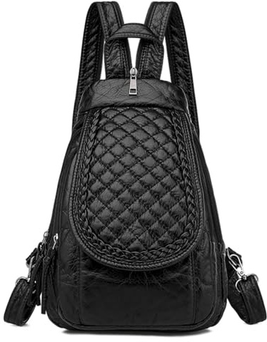 FULUJIDI Rucksäcke Daypacks Weicher Pu-Leder Rucksack Damen Kleine Brusttaschen Mode Schult Asche Freizeit Umhängetaschen Für Frauen