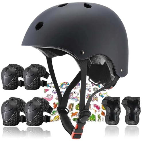 FOOKCIAN Kids Helmet,Toddler Skateboard Helmets for Ages 2-3-5-8-14 Years Boys Girls with Knee and Elbow Pads Wrist Guards fit Roller Skates,Skateboarding,Skating Scooter Adjustable Kids Helmet