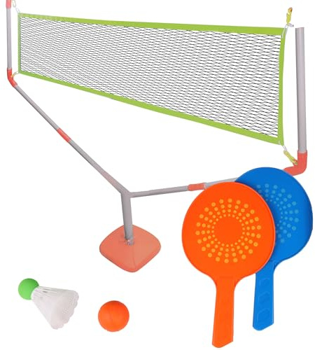 BLUE SKY - Juego de Raquetas 2 en 1 de Bádminton y Tenis - Juego al Aire Libre - 042892 - Multicolor - Plástico - Juego para Niños - Entrenamiento - Set - 144 cm x 118 cm - A Partir de 6 años