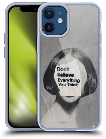 Head Case Designs Offizielle LouiJoverArt Denken Schwarz Und Weiss Gelhülle [Militärischer Schutzgrad] Kompatibel Mit Apple iPhone 12 Mini Und Kompatibel Mit MagSafe